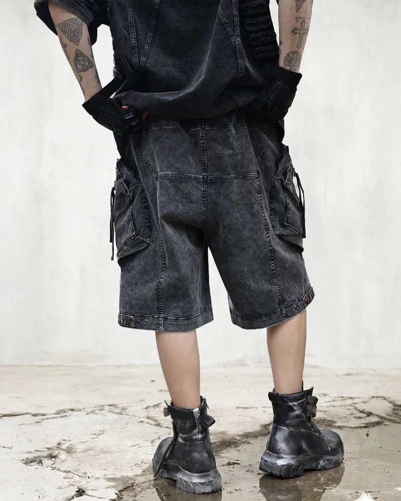 Apocalypse Washed Patchwork Tactical Cargo Shorts | Baggy Jorts - Image 4