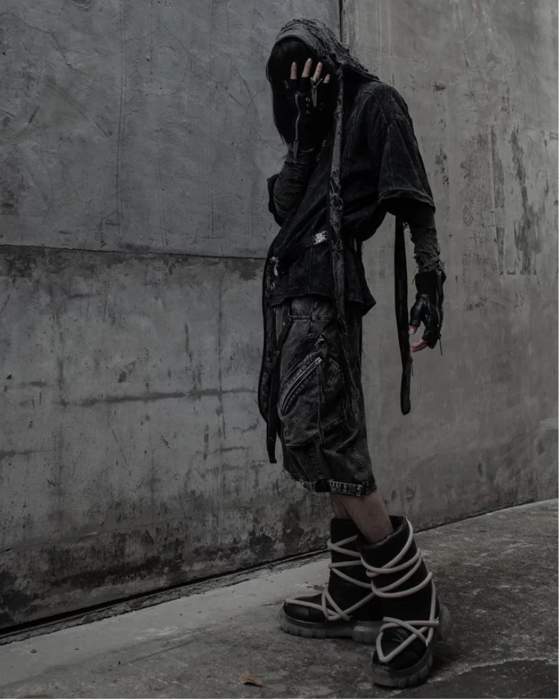 Apocalypse Washed Patchwork Tactical Cargo Shorts | Baggy Jorts - Image 7