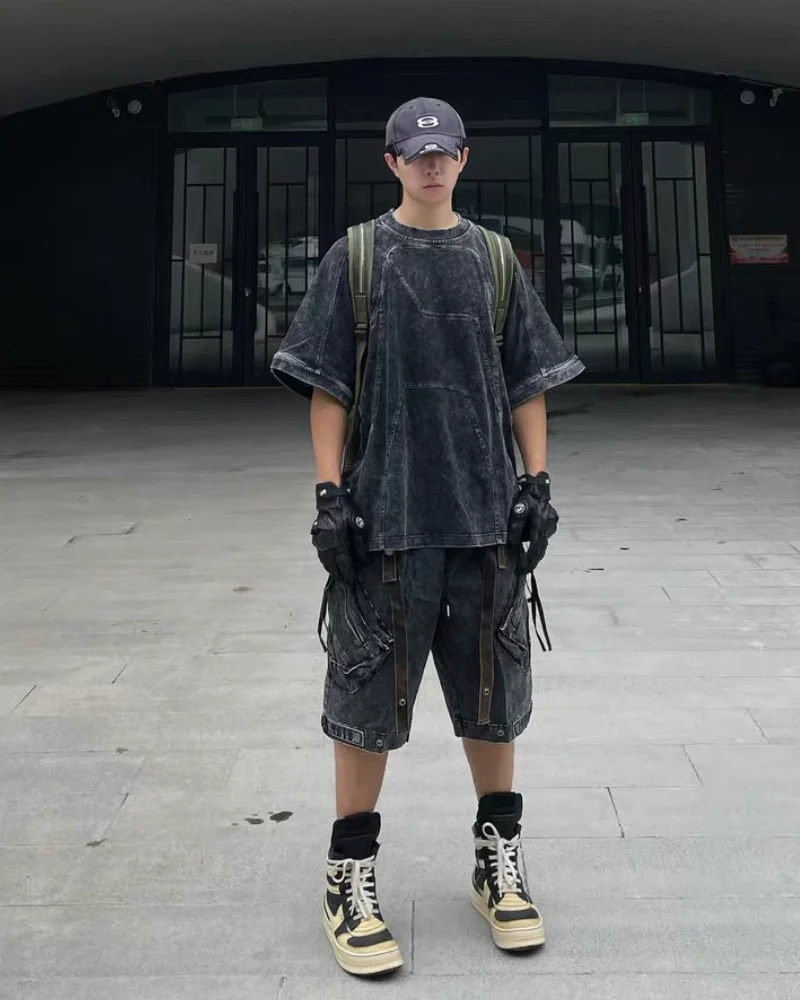 Apocalypse Washed Patchwork Tactical Cargo Shorts | Baggy Jorts - Image 8