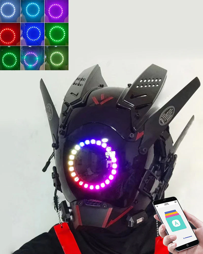 APP-Controlled LED Futuristic Cyberpunk Helmet Mask - Image 3