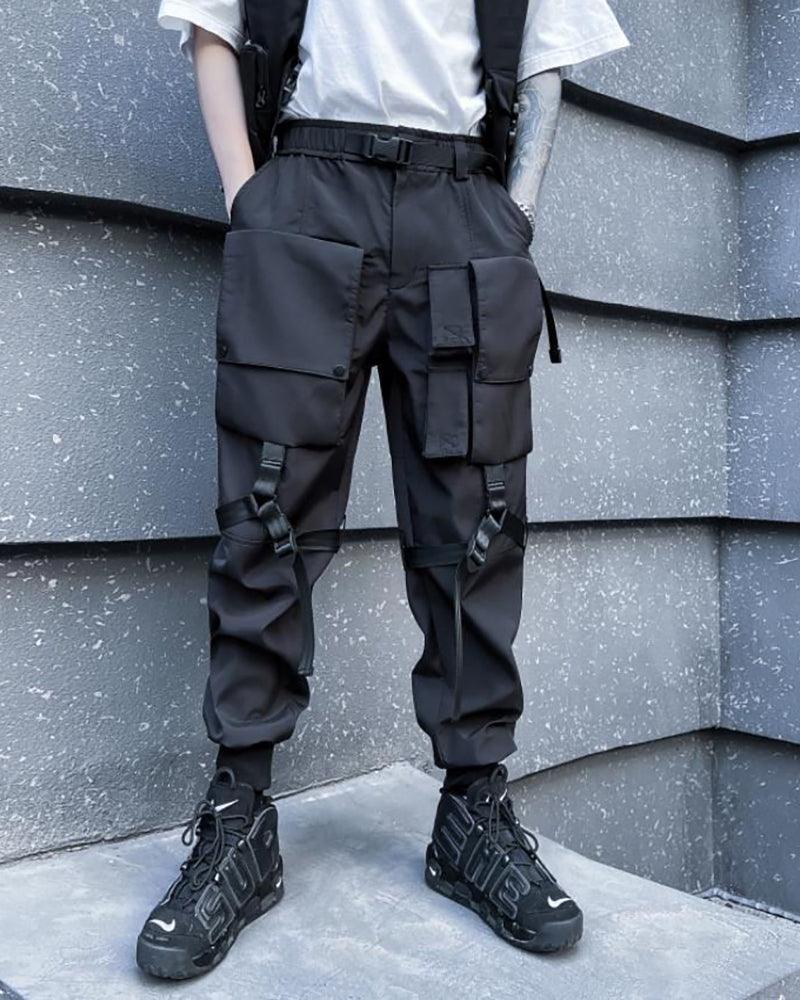 Black Paratrooper Techwear Cargo Pants - Image 2