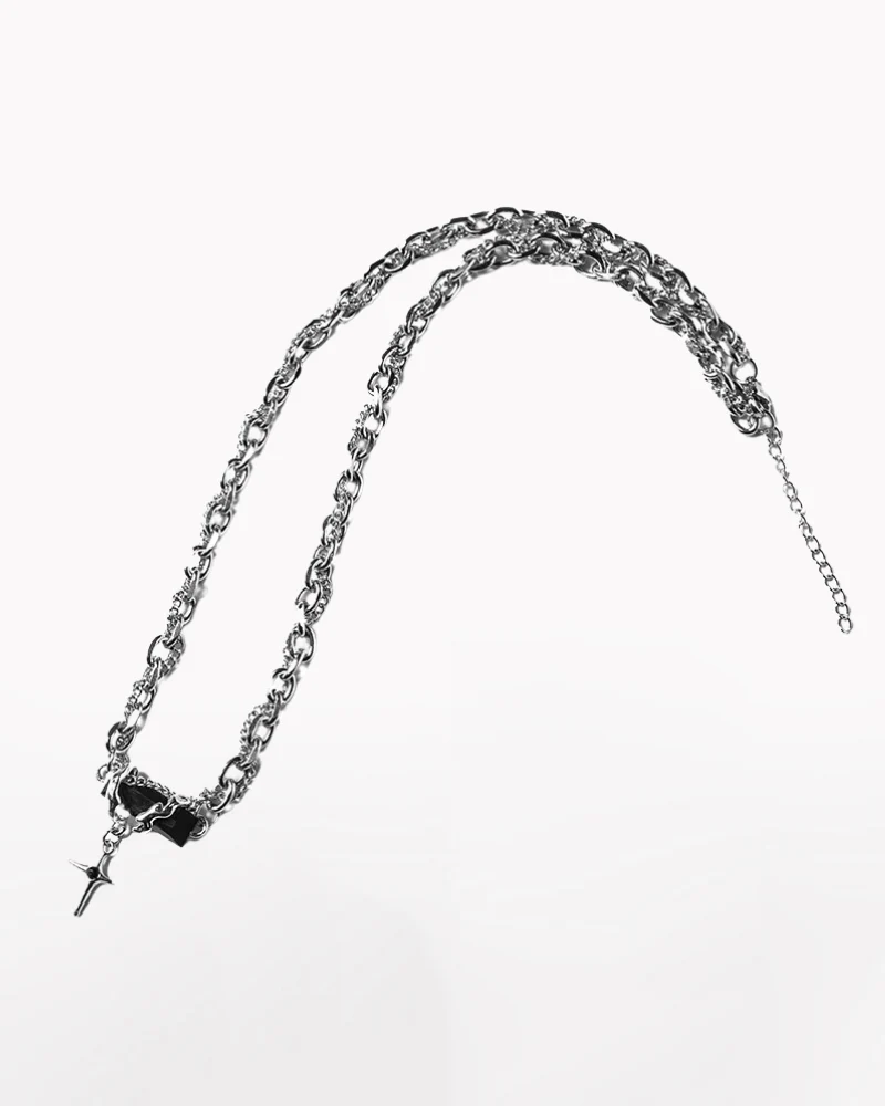 Black Stone Multi-layered Star Necklace - Image 2