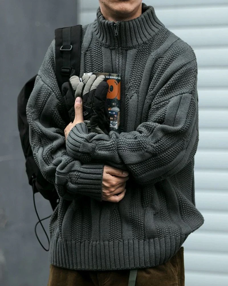 Chunky Cable-Knit Retro Turtleneck Sweater - Image 8