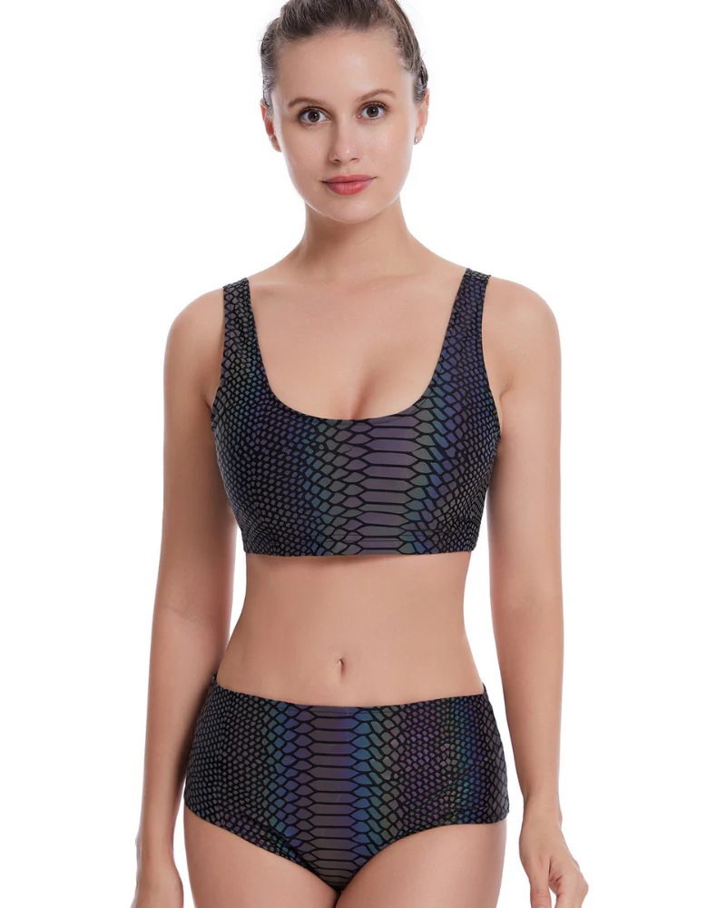 Colorful Reflective Rave Party Shiny Bikini Set - Image 16