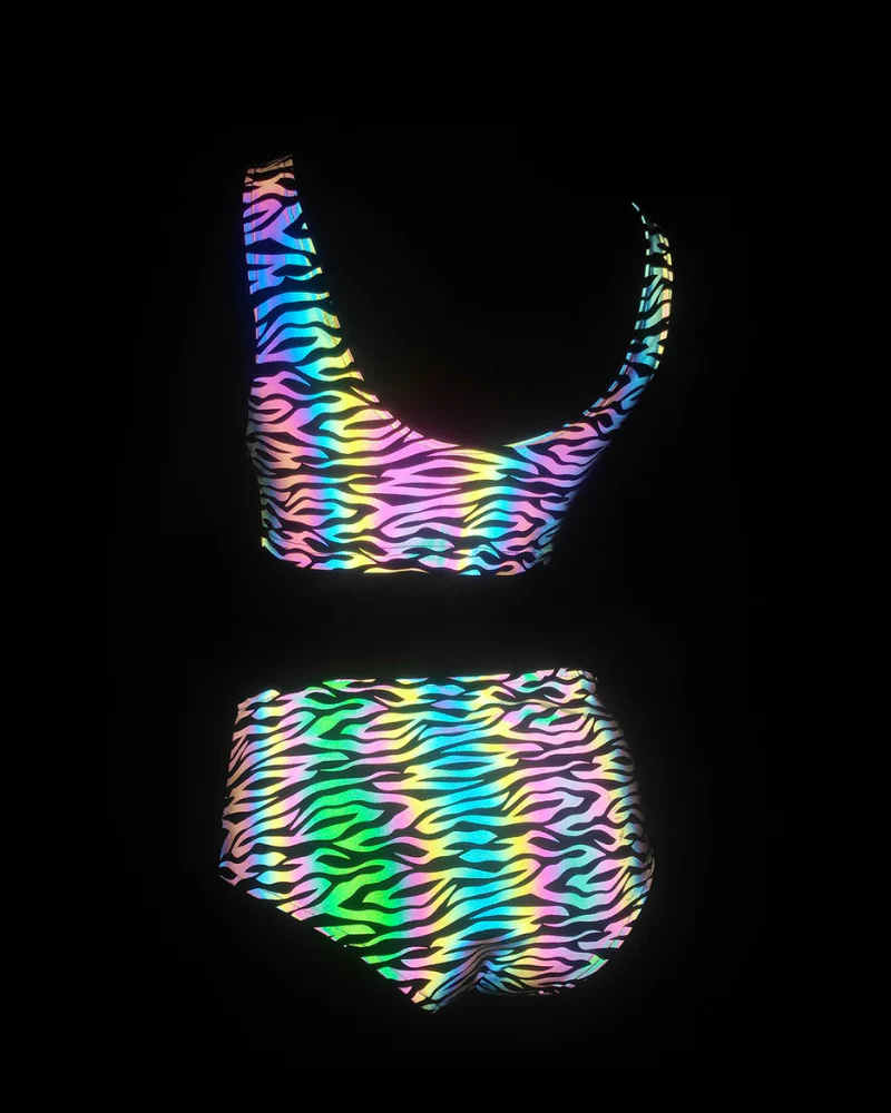 Colorful Reflective Rave Party Shiny Bikini Set - Image 9