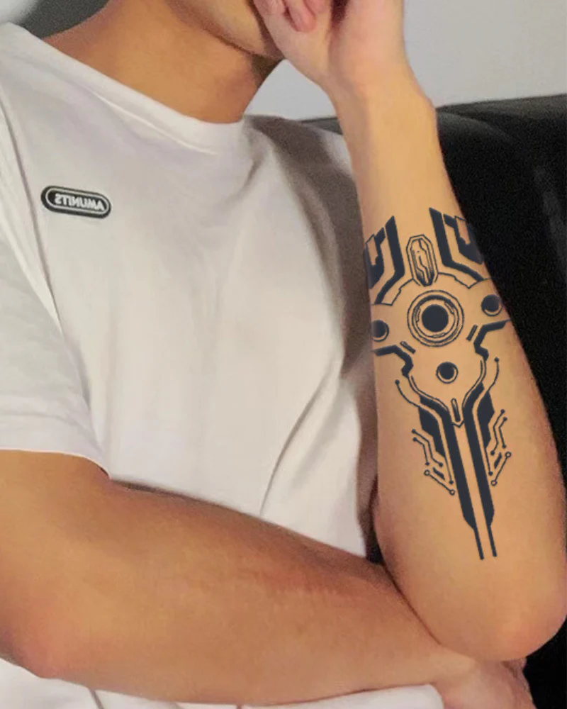 Cyberpunk Arm Circuit Tattoo - Image 4