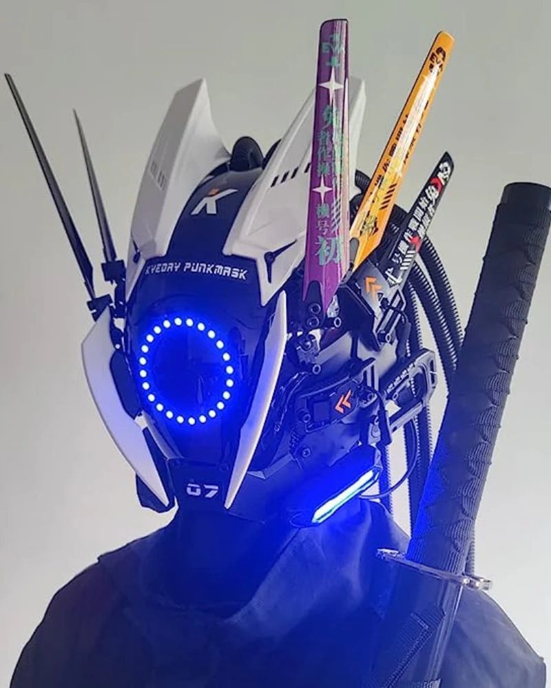 Cyberpunk LED Multi-Color Change Helmet Mask - Image 3