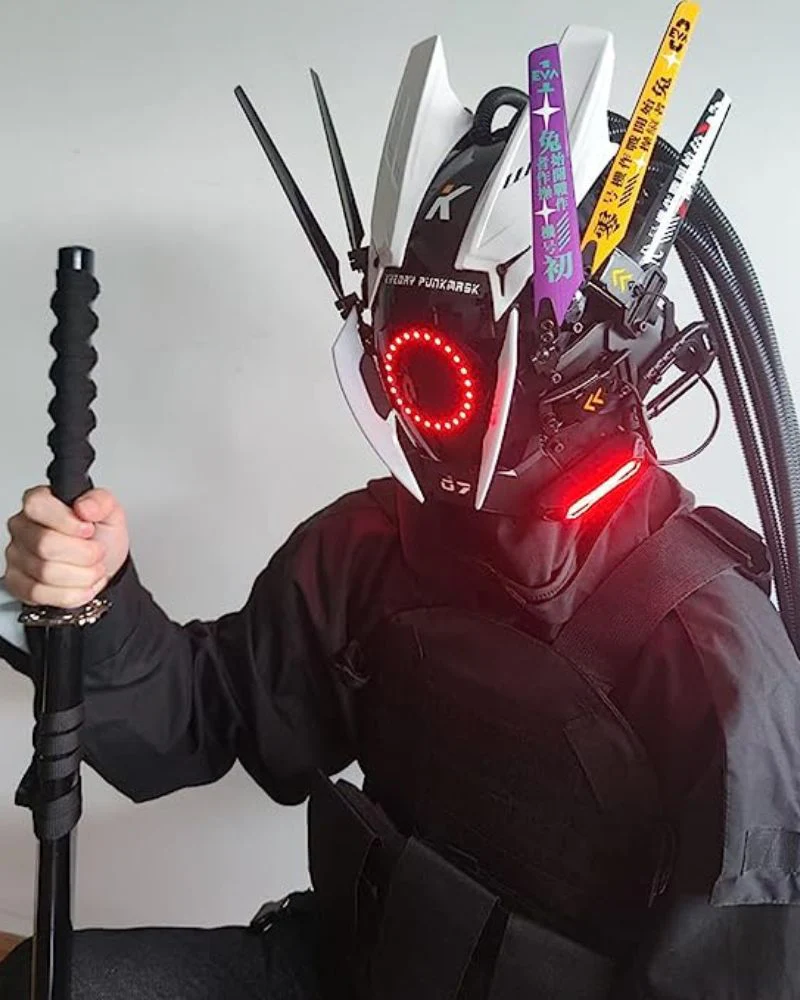 Cyberpunk LED Multi-Color Change Helmet Mask - Image 4