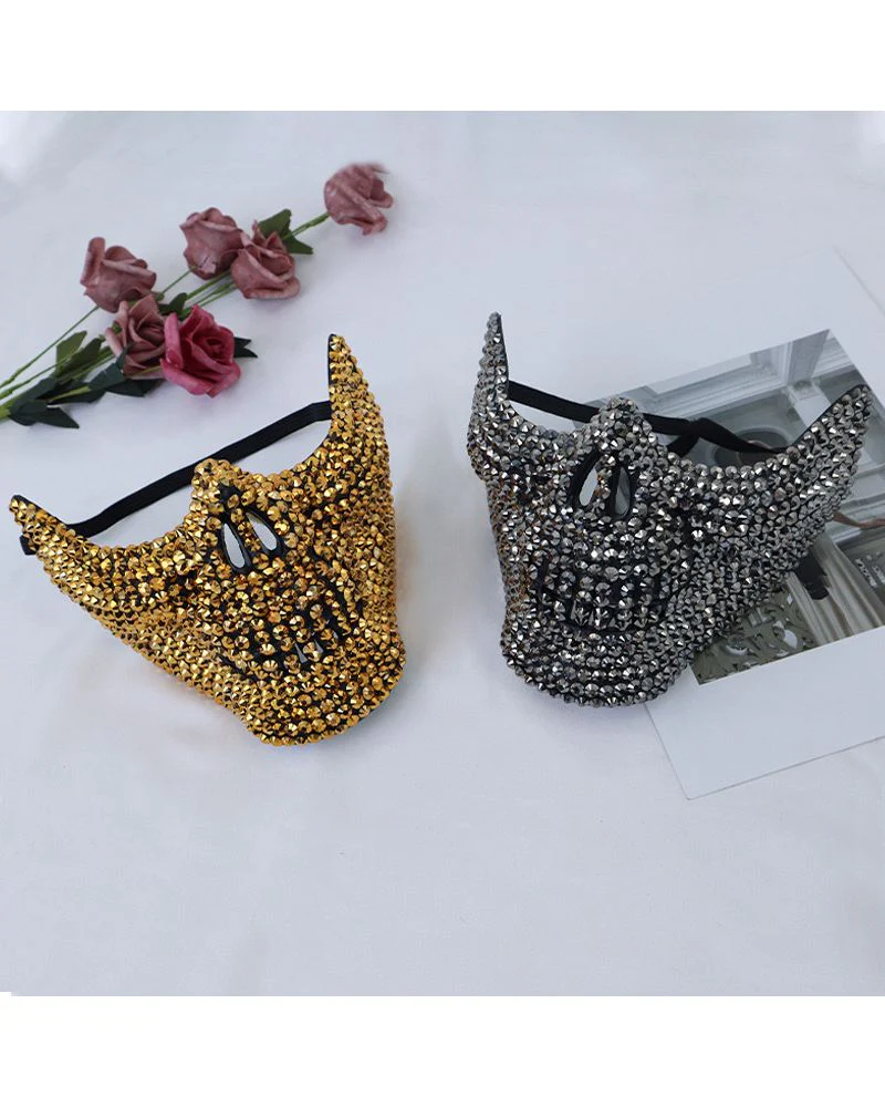 Cyberpunk Studded Diamond Horror Skull Mask - Image 6