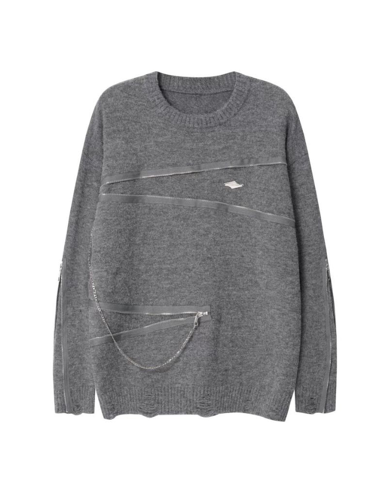 Double Zipper Oversize Lover Sweater - Image 11