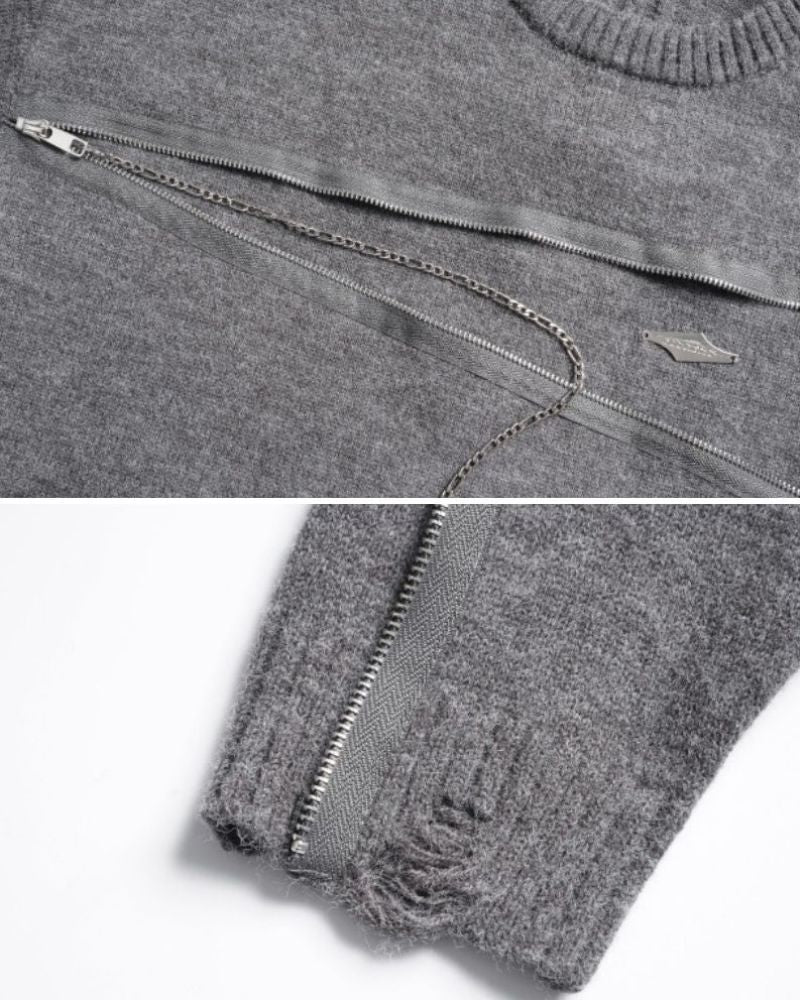 Double Zipper Oversize Lover Sweater - Image 14