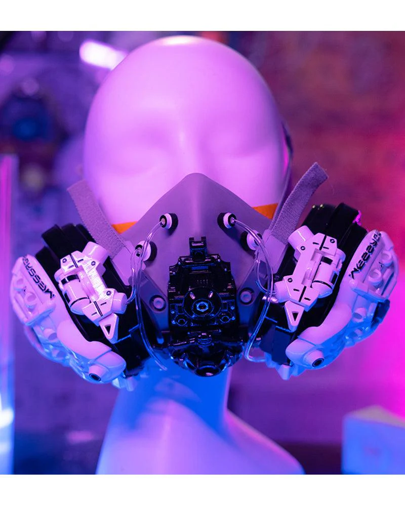 Fallen Angel Futuristic Cosplay Cyberpunk White Headband And Mask (Sold Separately) - Image 10