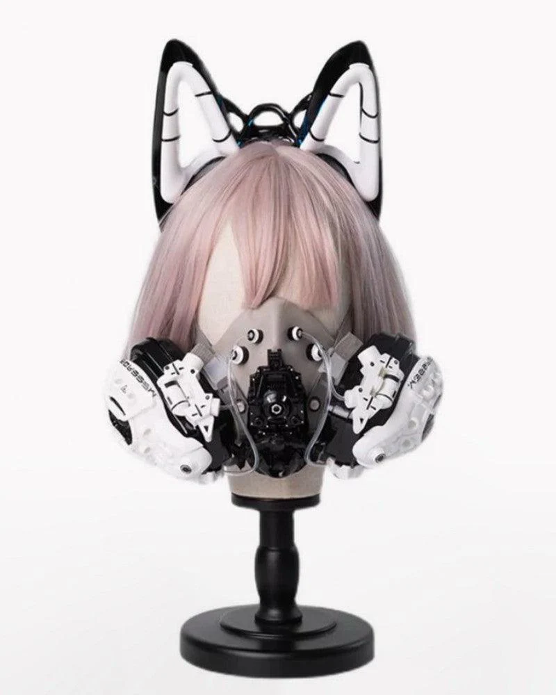 Fallen Angel Futuristic Cosplay Cyberpunk White Headband And Mask (Sold Separately) - Image 12