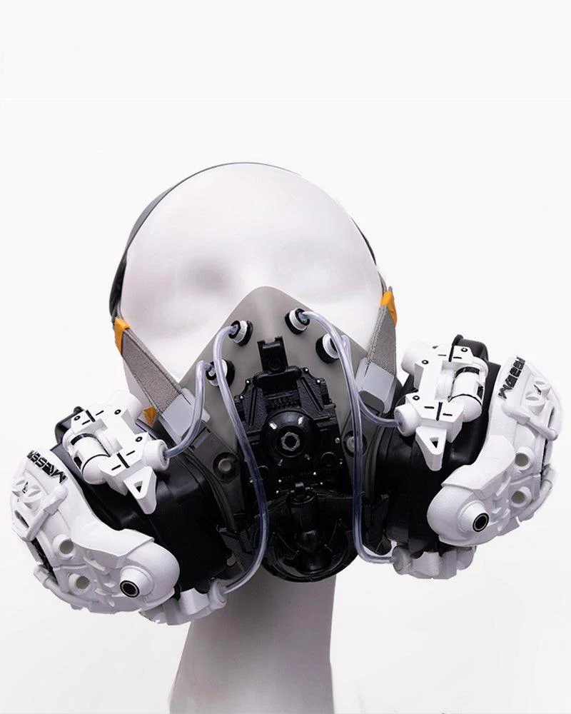 Fallen Angel Futuristic Cosplay Cyberpunk White Headband And Mask (Sold Separately) - Image 3