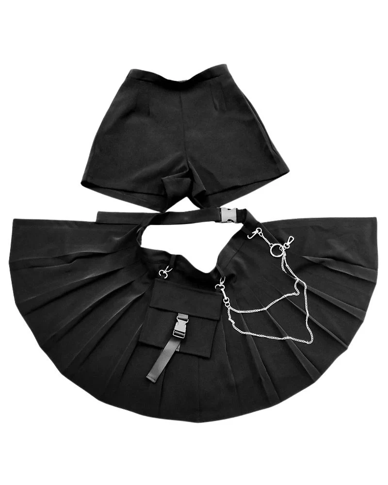 Funcional High Waist Pleated Cargo Skirt - Image 6