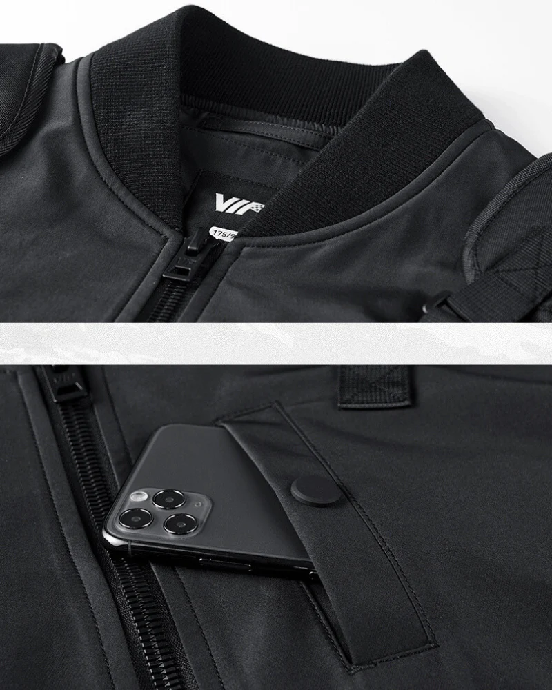 Functional Fake Two Piece Backpack Bomber Jacket - Image 5