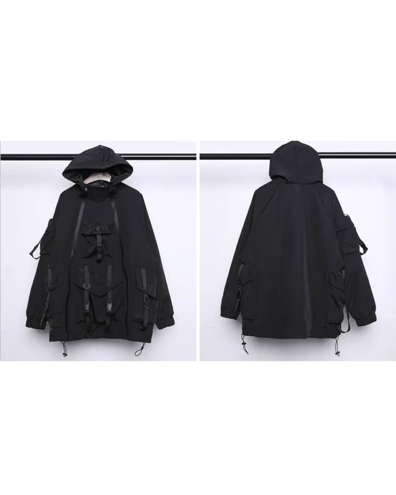 Functional Hardcore Loose Cyberpunk Hooded Jacket - Image 10