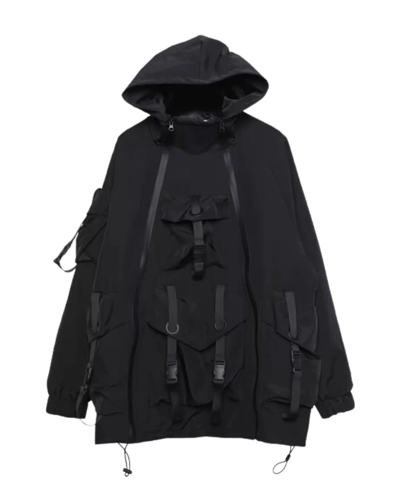Functional Hardcore Loose Cyberpunk Hooded Jacket - Image 2