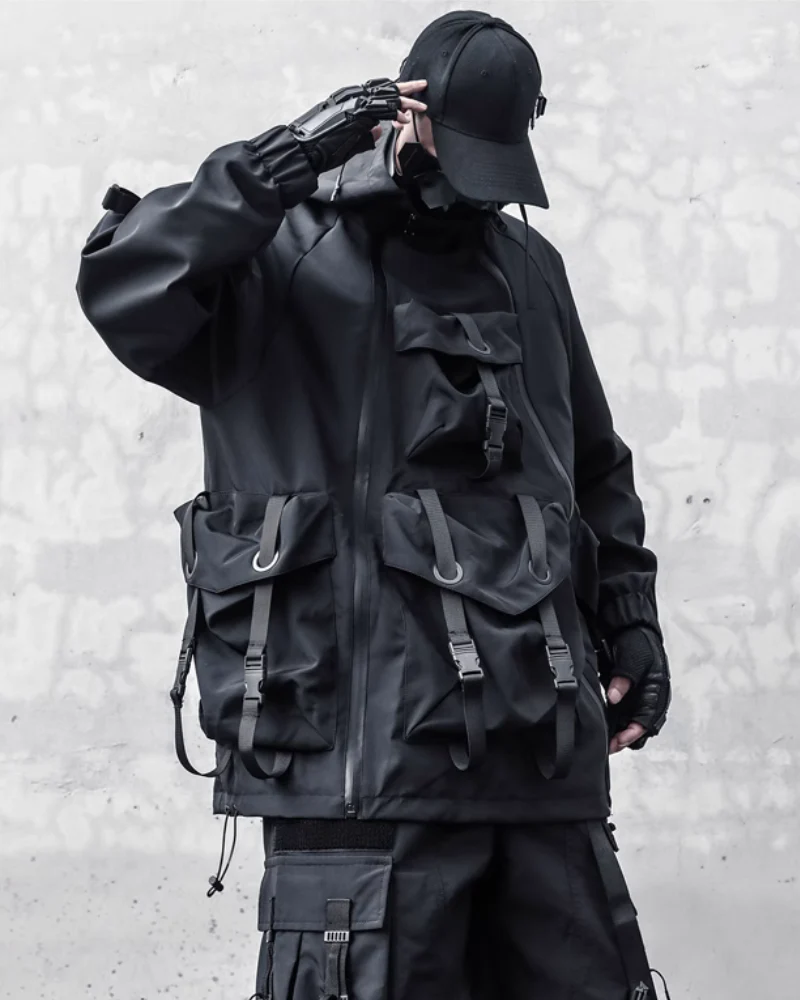 Functional Hardcore Loose Cyberpunk Hooded Jacket - Image 3