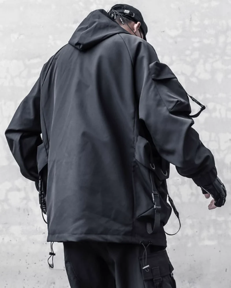 Functional Hardcore Loose Cyberpunk Hooded Jacket - Image 5