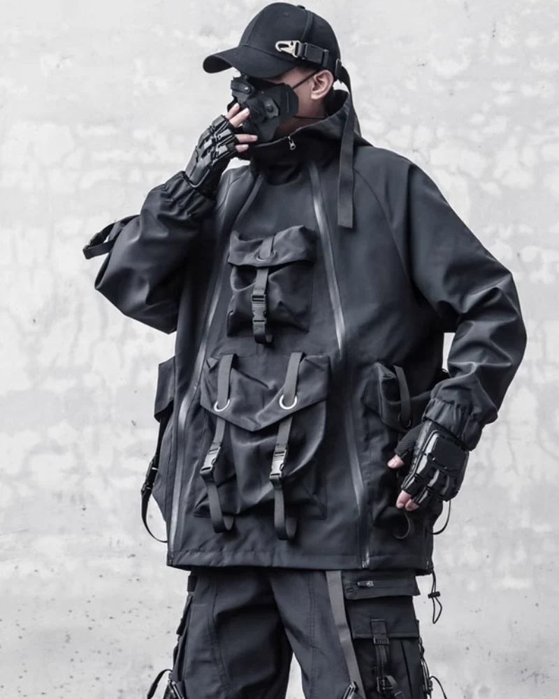 Functional Hardcore Loose Cyberpunk Hooded Jacket - Image 7