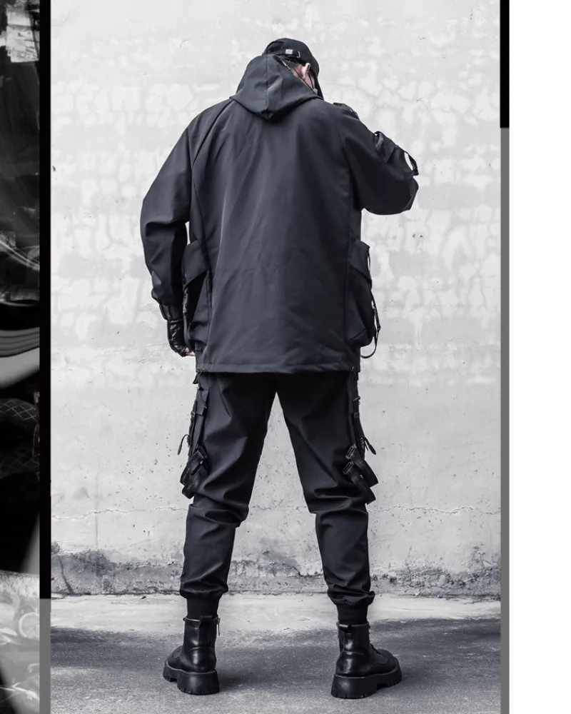 Functional Hardcore Loose Cyberpunk Hooded Jacket - Image 9