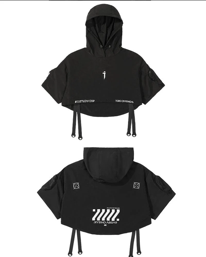 Functional Hooded Short Black Cape - Image 14