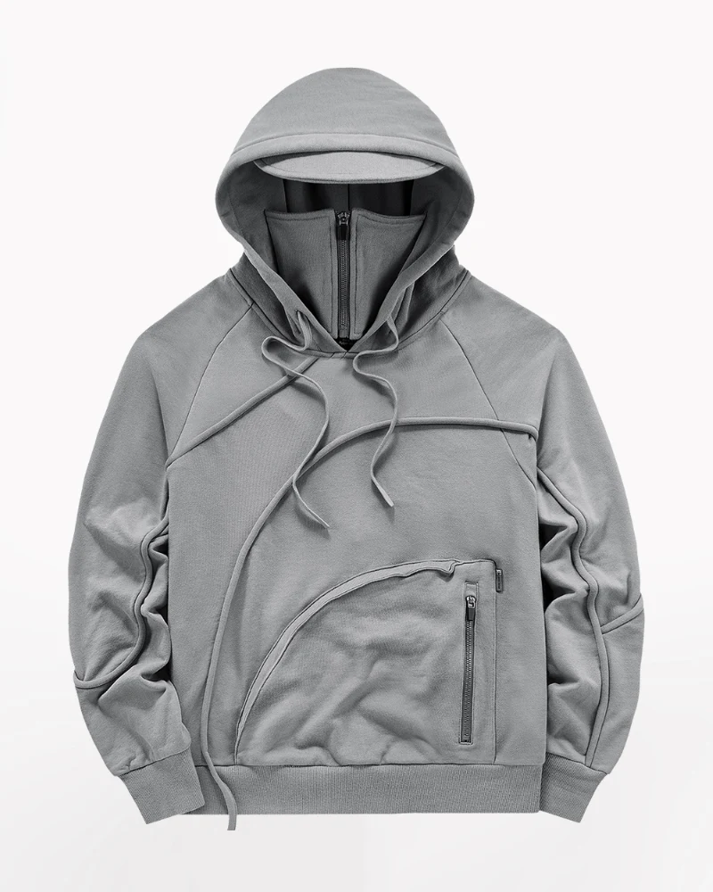 Functional Irregular Pocket Mask Tactical Hoodie