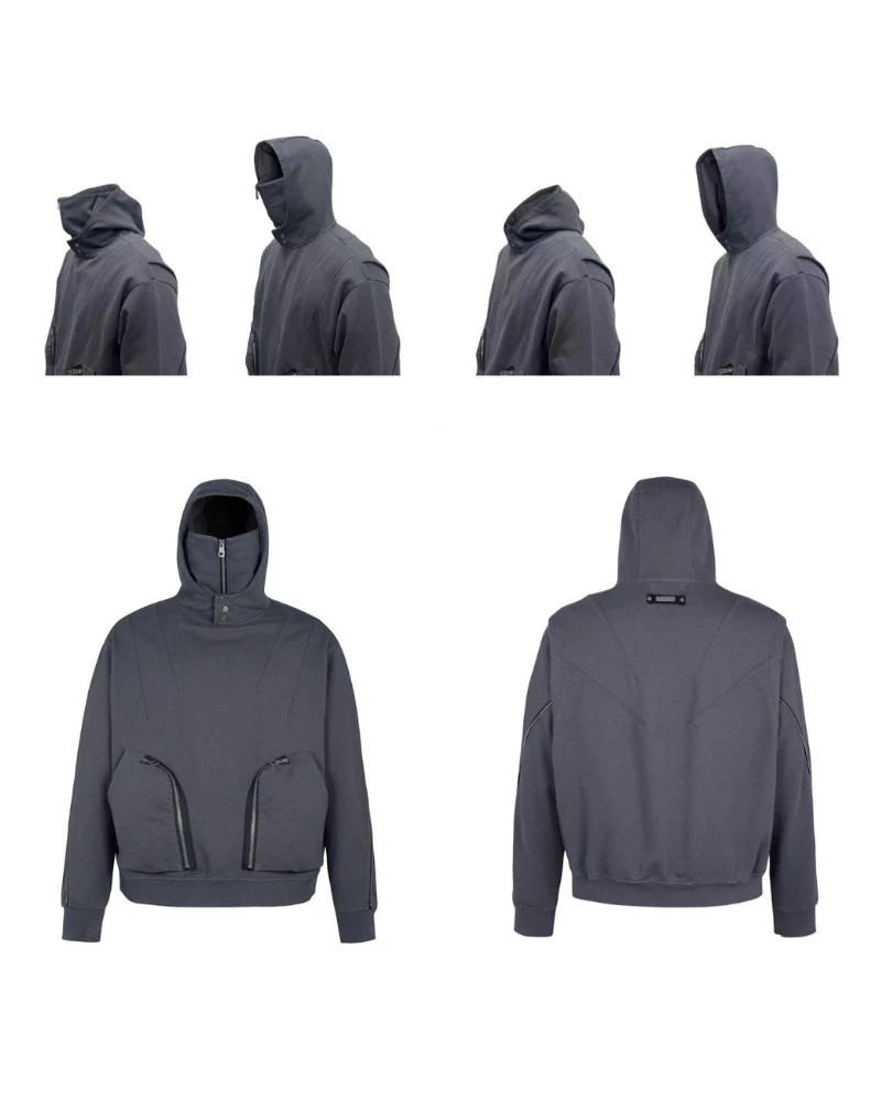 Functional Ninja Cropped Removable Mask Hoodie - Image 10