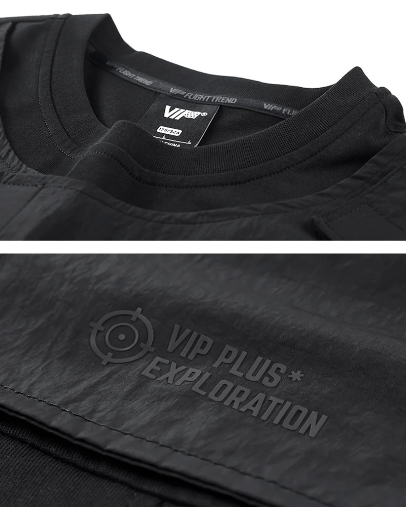 Functional Patchwork Sleeve Pocket Techwear T-Shirt - Image 3