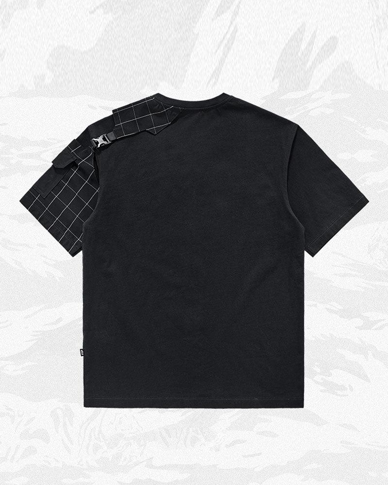 Functional Plaid Patchwork Techwear T-Shirt - Image 4