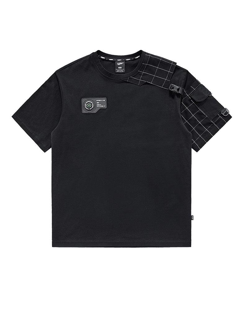 Functional Plaid Patchwork Techwear T-Shirt - Image 5