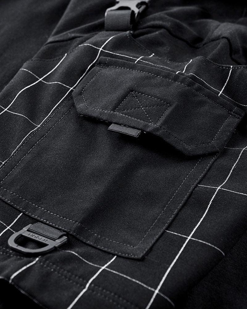 Functional Plaid Patchwork Techwear T-Shirt - Image 7