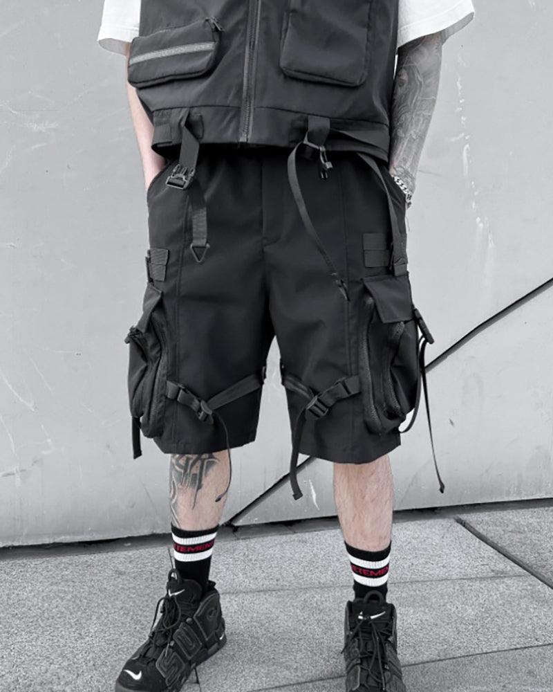 Functional Streetwear Ribbon Cargo Shorts - Image 4