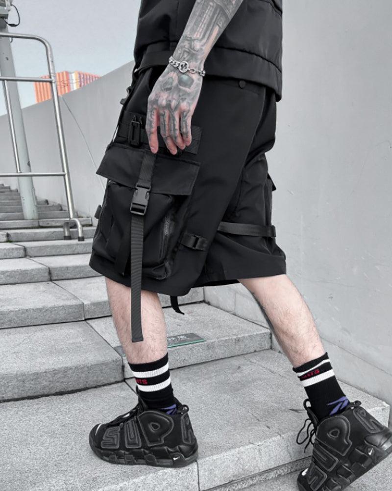 Functional Streetwear Ribbon Cargo Shorts - Image 7