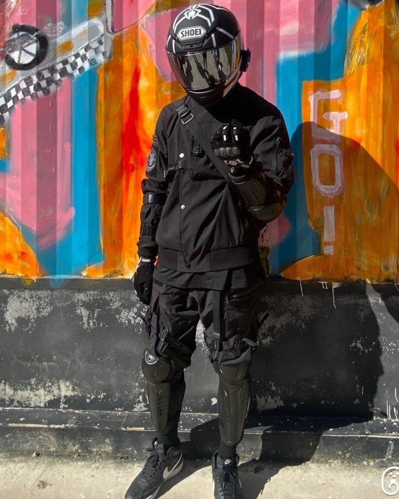 Functional Ribbon Pocket Black Cargo Pants - Image 6