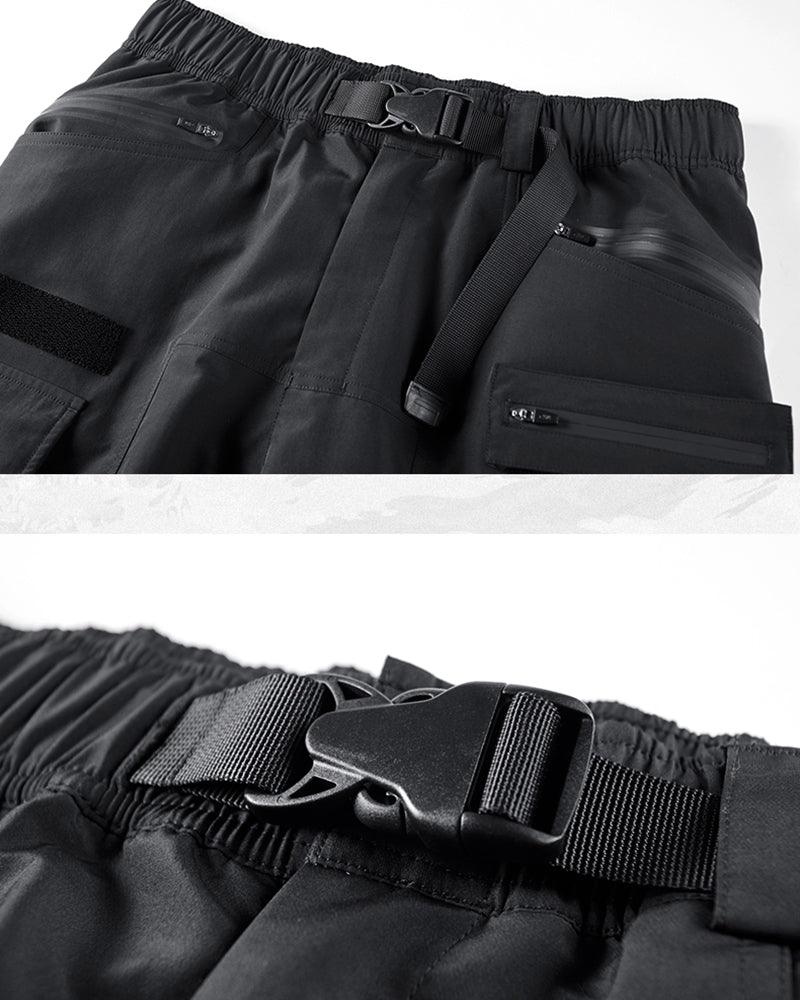 Functional Ribbon Pocket Black Cargo Pants - Image 7