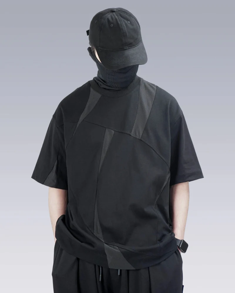 Geometric Patchwork Techwear T-Shirt