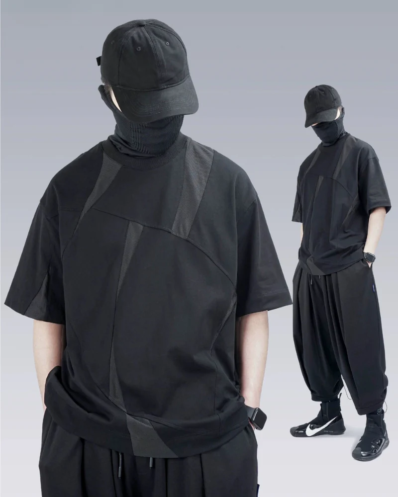 Geometric Patchwork Techwear T-Shirt - Image 4