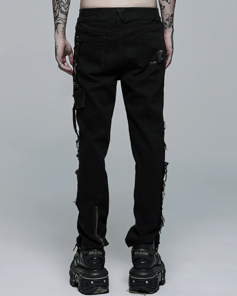 Gothic Rock Ripped Washed Punk Pants - Image 4