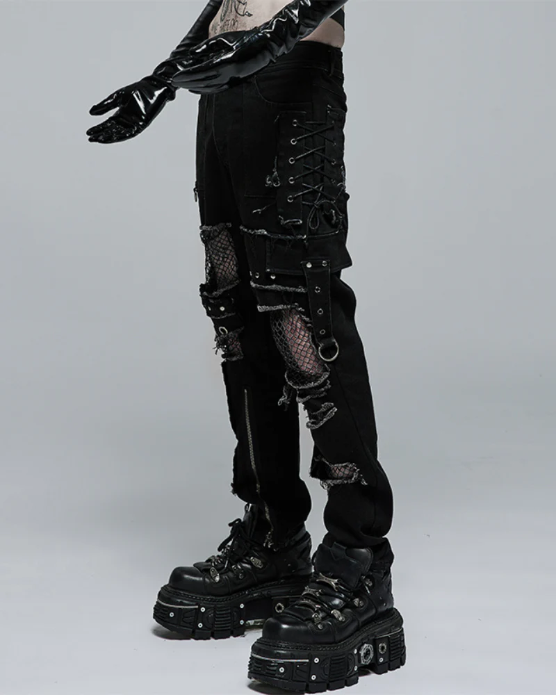 Gothic Rock Ripped Washed Punk Pants - Image 5