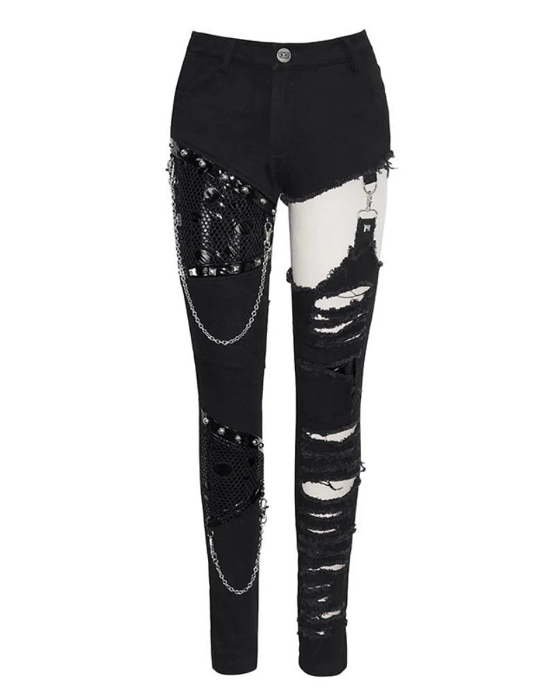 Grunge Destroyed Skinny Women Stretch Punk Pants - Image 2