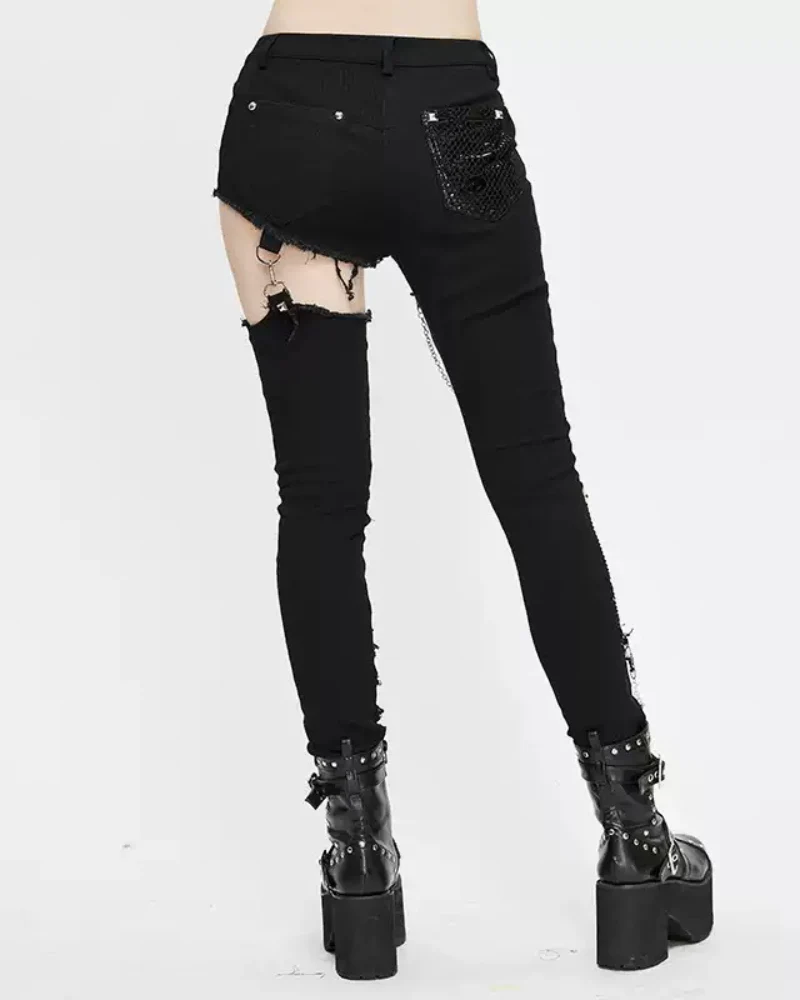 Grunge Destroyed Skinny Women Stretch Punk Pants - Image 5