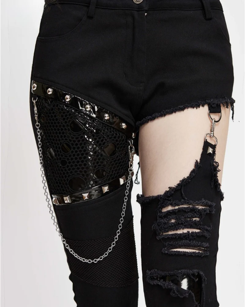 Grunge Destroyed Skinny Women Stretch Punk Pants - Image 6
