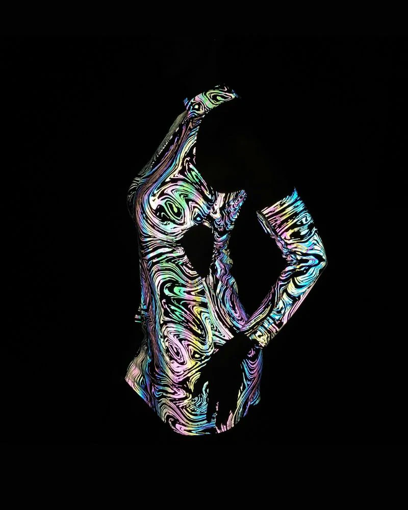 Hollow Out Halter Reflective Rave Dress - Image 4