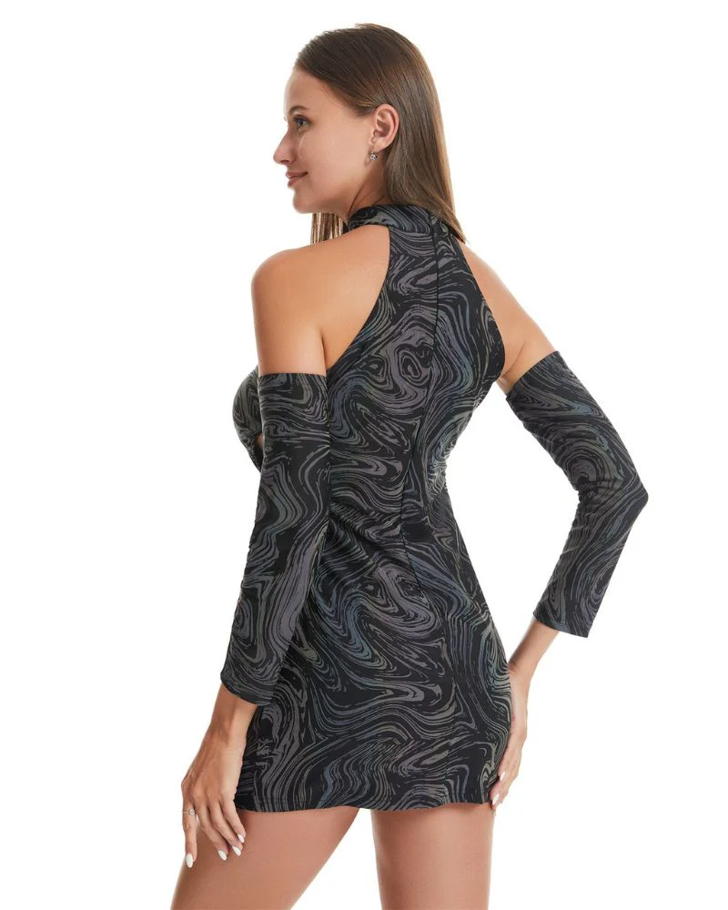 Hollow Out Halter Reflective Rave Dress - Image 7