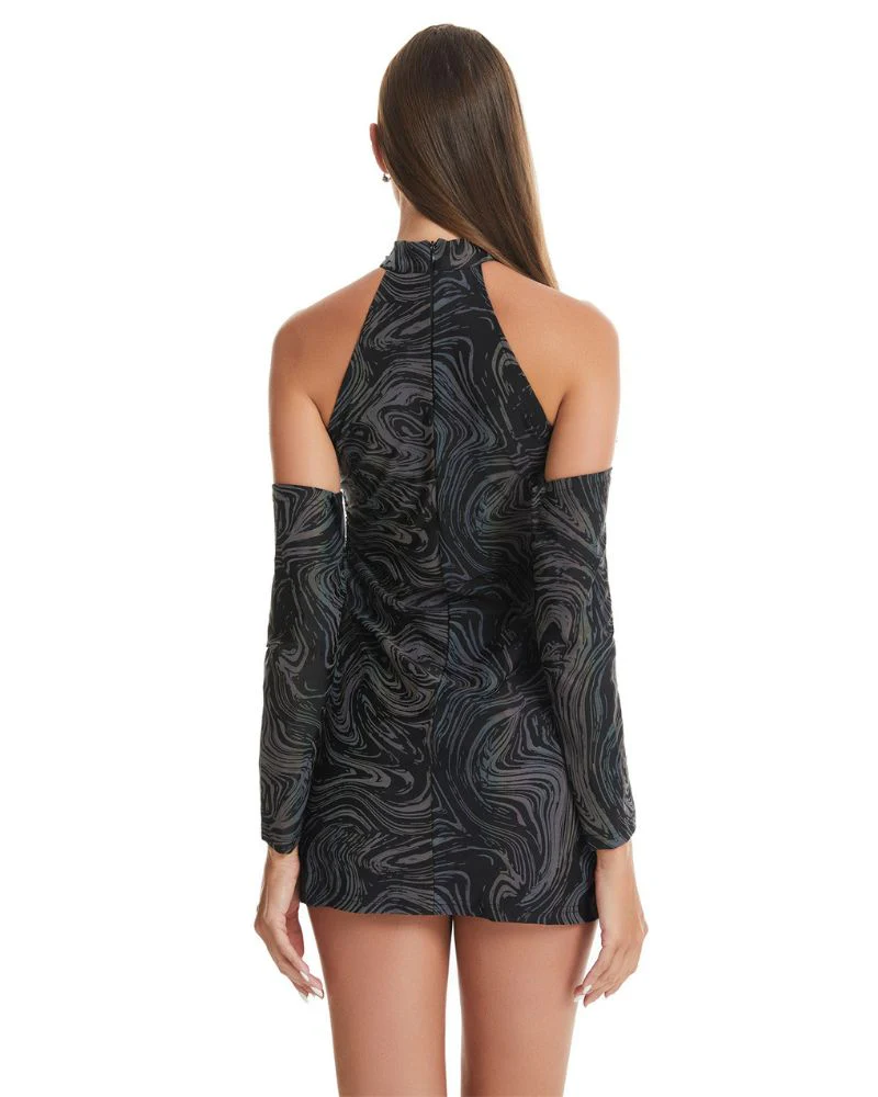 Hollow Out Halter Reflective Rave Dress - Image 8