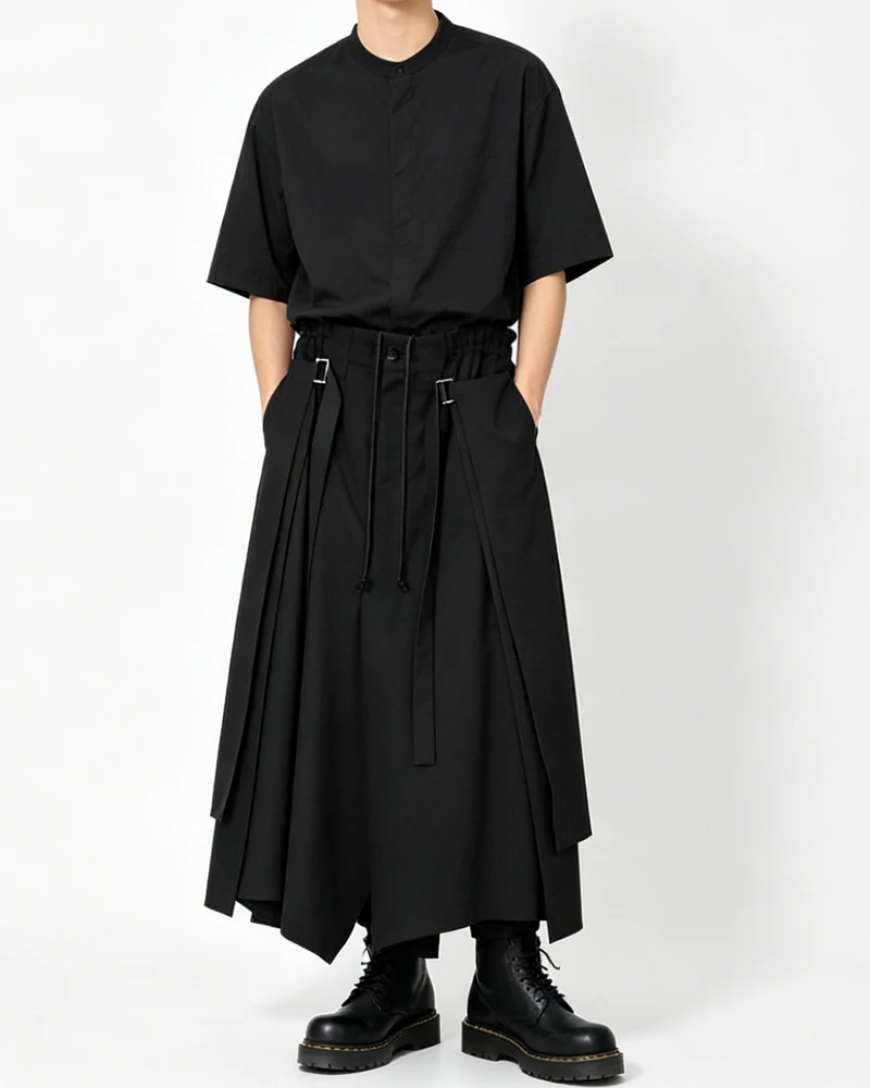 Japanese Dark Casual Tencel Short Sleeve Shirt - Image 3