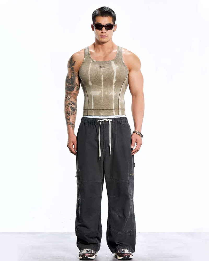 Men’s Ribbed Tie-Dye Stretch Workout Muscle Shirt - Image 15