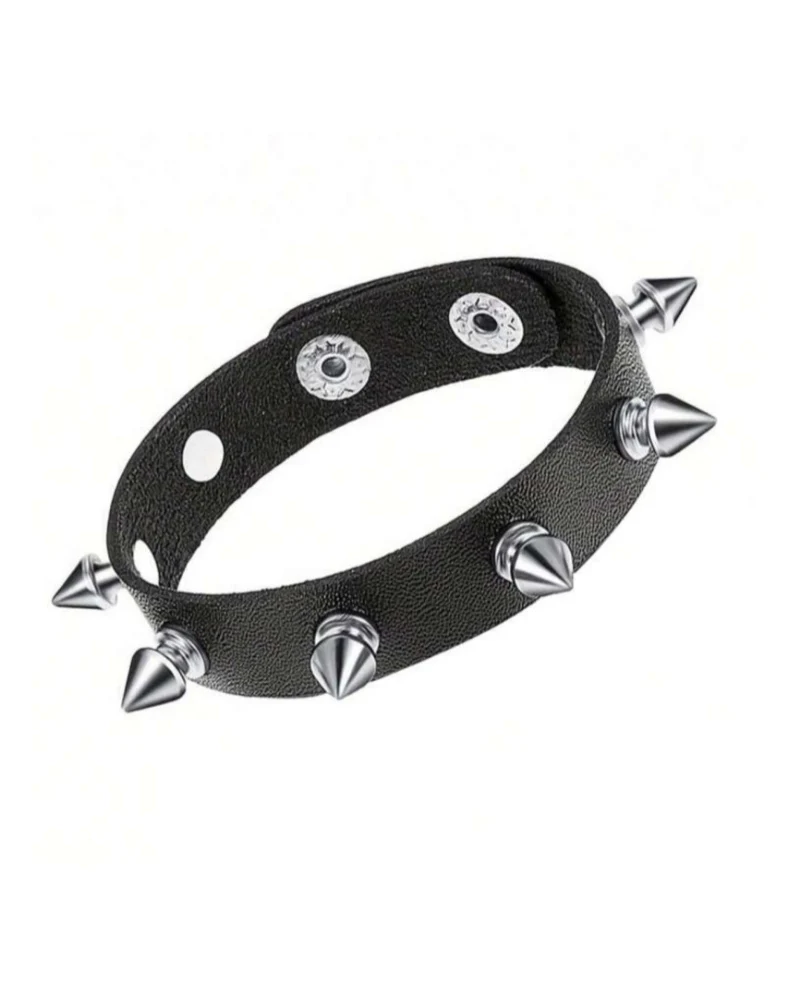 Men's Leather Punk Hip Hop Studded Bracelet - Image 11